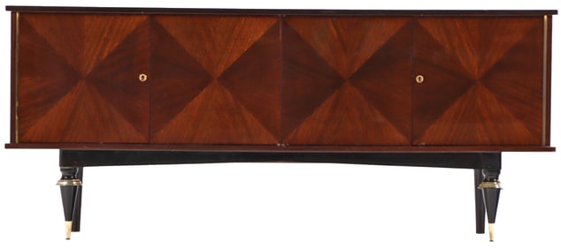 FRENCH MAHOGANY SIDEBOARD HAVING FOUR DOORS AND A BAR COMPARTMENT C 1955