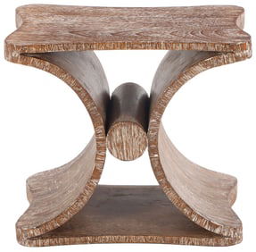CERUSED OAK TABLE OR STOOL IN THE MANNER OF JEAN-MICHEL FRANK.
