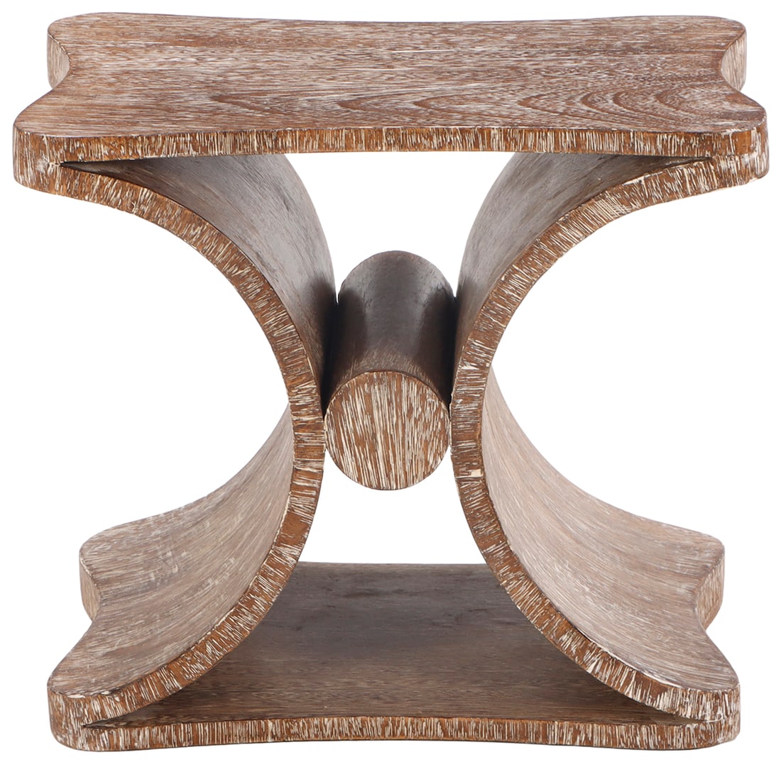 CERUSED OAK TABLE OR STOOL IN THE MANNER OF JEAN-MICHEL FRANK.: Cerused oak table or stool in the manner of Jean-Michel Frank. Ht: 18.5" Wd: 21.5" Dpth: 15.5"