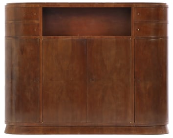 FRENCH WALNUT BOOKCASE HAVING FOUR DOORS AND FOUR DRAWERS C 1940.