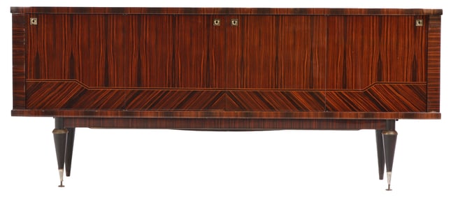 FRENCH MACASSAR EBONY FOUR DOOR SIDEBOARD WITH SYCAMORE INTERIOR C 1950.