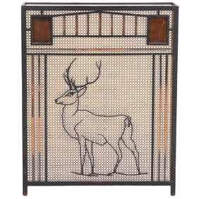 FRENCH ART DECO IRON AND COPPER PANEL DEPICTING AN ELK C 1940.