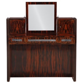 FRENCH ART DECO MODERNIST DESK/DRESSING TABLE BY GEORGES CHAMPION, CIRCA 1928, IN MACASSAR EBONY