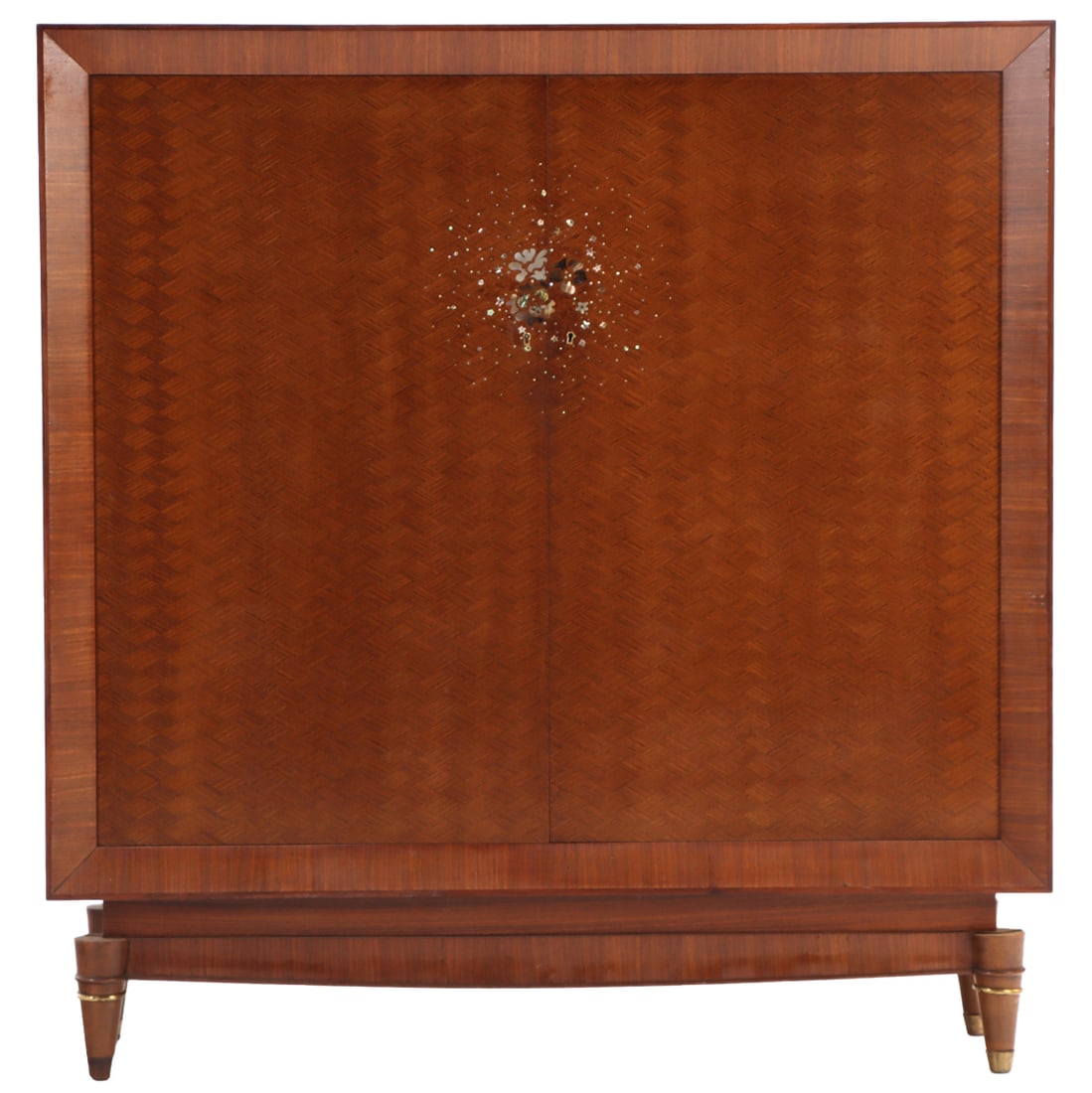 FRENCH ART DECO TWO-DOOR CABINET BY JULES LELEU, CIRCA 1950 IN ROSEWOOD PARQUETRY WITH INLAID (1 of 8)