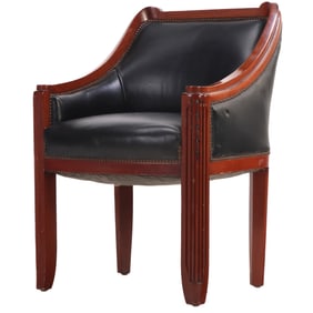 FRENCH ART DECO ARMCHAIR BY LOUIS MAJORELLE, 1925, IN MAHOGANY. THIS MODEL PRESENTED AT THE 1925