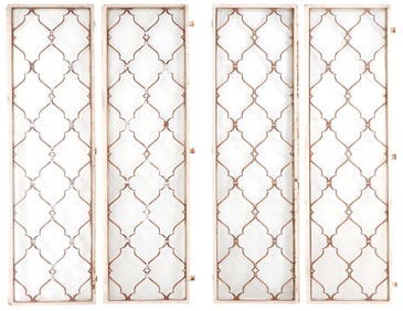 AN ACCORDIAN FOUR DOOR SET OF FRENCH DOORS IN IRON AND ALUMINUM C 1950.