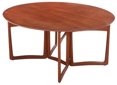 DANISH TEAK DROP LEAF TABLE BY PETER HVIDT FOR FRANCE AND SON C 1960. LABELED.