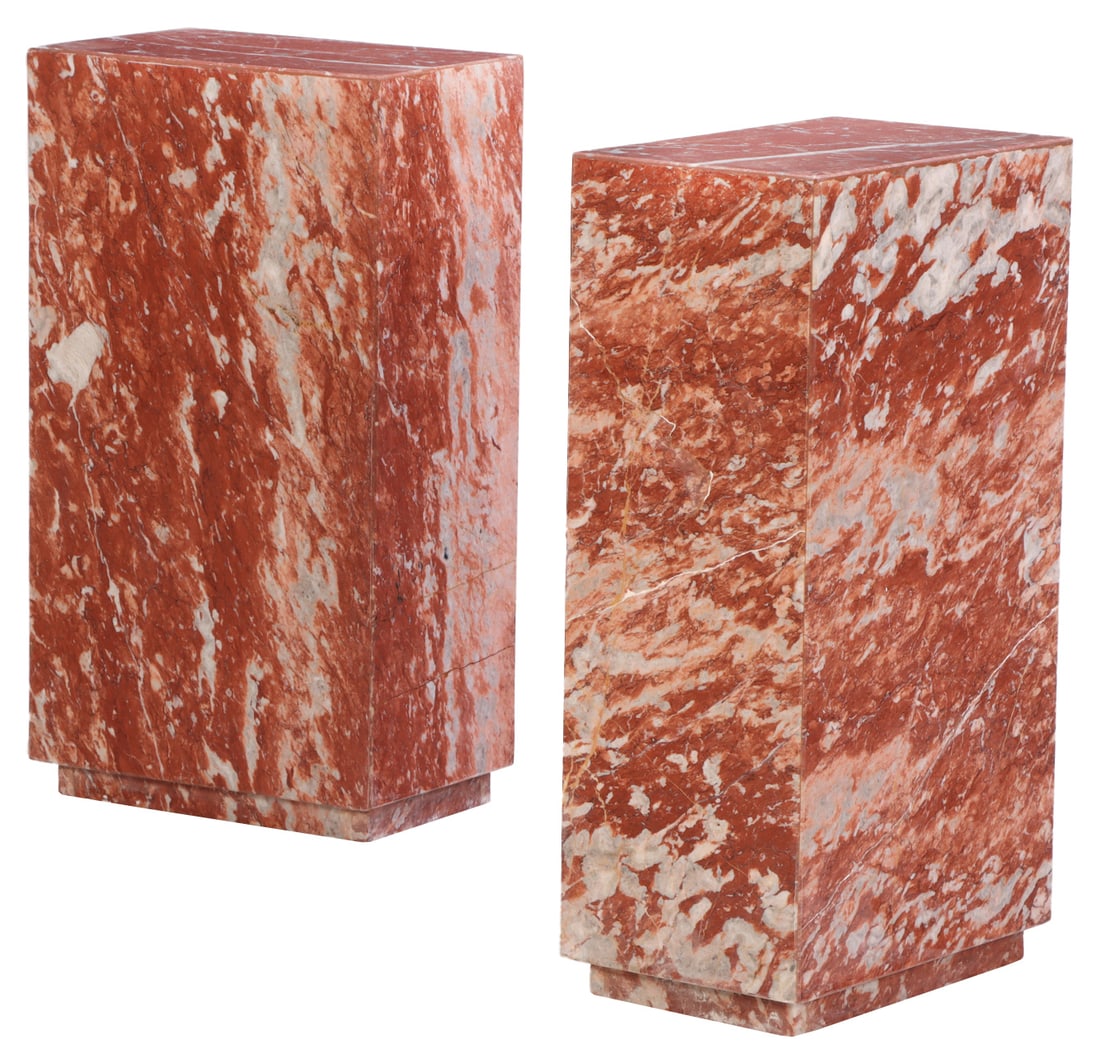 PAIR RECTANGULAR MARBLE PEDESTALS HAVING A RECESSED BASE. (1 of 4)