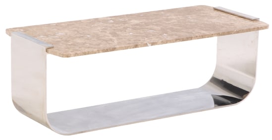MARBLE TOP CHROME COFFEE TABLE