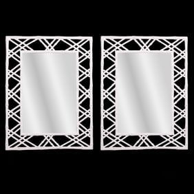 PAIR OF MODERN RESIN FAUX BAMBOO WALL HUNG MIRRORS.