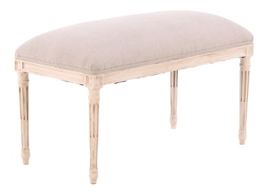 PAINTED LOUIS XVI STYLE BENCH C 1940 WITH NEW FABRIC,