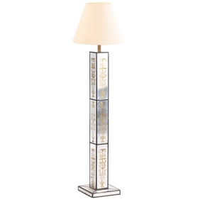 EGLOMISE DECORATED FLOOR LAMP WITH SHADE C 1950.