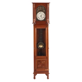FRENCH MAHOGANY TALL CASE CLOCK IN THE MANNER OF CHARLES DUDOUYT C 1940.