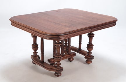 FRENCH WALNUT EXTENDING DINING TABLE C 1890.