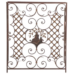 FRENCH PAINT DECORATED CHINOISERIE IRON CONSOLE TABLE C 1930.  LACKING A TOP.