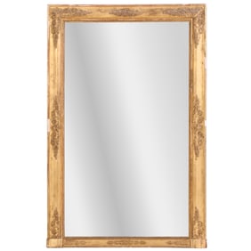 FRENCH EMPIRE GILTWOOD AND GESSO MIRROR C 1850. LABELED ON REVERSE.