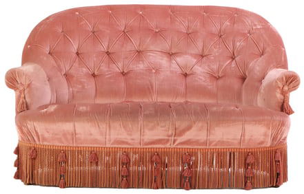 FRENCH NAPOLEON III STYLE BUTTON BACK SETTEE C 1940.
