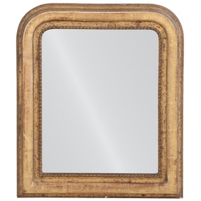 SMALL FRENCH LOUIS PHILIPPE GILTWOOD MIRROR C 1860 HAVING A CRUSTY OLD SURFACE.