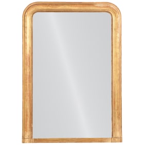 FRENCH LOUIS PHILIPPE GILTWOOD MIRROR C 1860 HAVING A GREEK KEY DESIGN AND NICE OLD SURFACE.