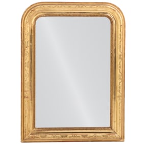 FRENCH LOUIS PHILIPPE GILTWOOD MIRROR C 1860 HAVING A GREEK KEY DESIGN AND NICE OLD SURFACE.