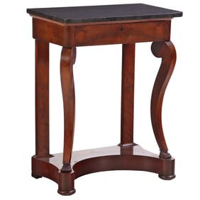 FRENCH EMPIRE MAHOGANY MARBLE TOP CONSOLE TABLE C 1850.