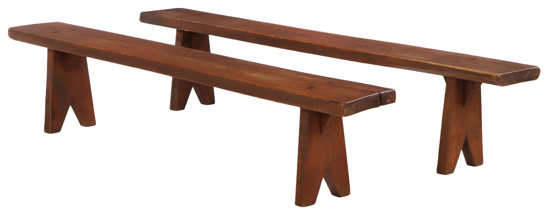 PAIR OF FRENCH OAK BENCHES C 1900 (1 of 5)