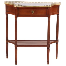 FRENCH MAHOGANY BRONZE MOUNTED LOUIS XVI MARBLE TOP DESSERT SERVER  C1800.