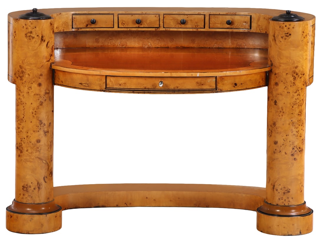 BURL WOOD BIEDERMEIER STYLE DESK IN THE MANNER OF JOSEF DANHAUSER. (1 of 6)