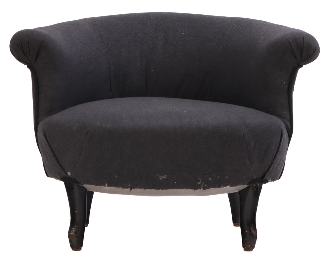 NINETEENTH CENTURY FRENCH WALNUT TUB CHAIR WITH ROUNDED BACK. (1 of 6)