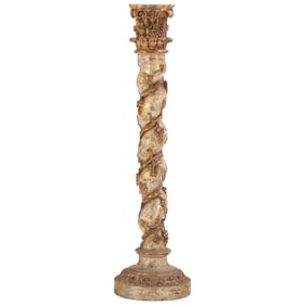 A LARGE VINTAGE TWISTING COLUMN HAVING FOLIATE DECORATION.