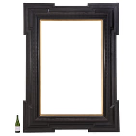 THE LARGEST DUTCH STYLE EBONIZED RIPPLE CARVED FRAME C 1920  WE HAVE EVER SEEN. THIS FRAME IS SO