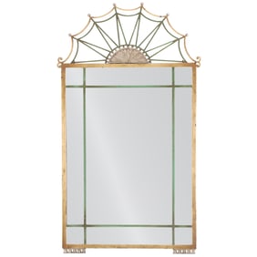 PAINT DECORATED FRENCH ART DECO IRON MIRROR C 1940.