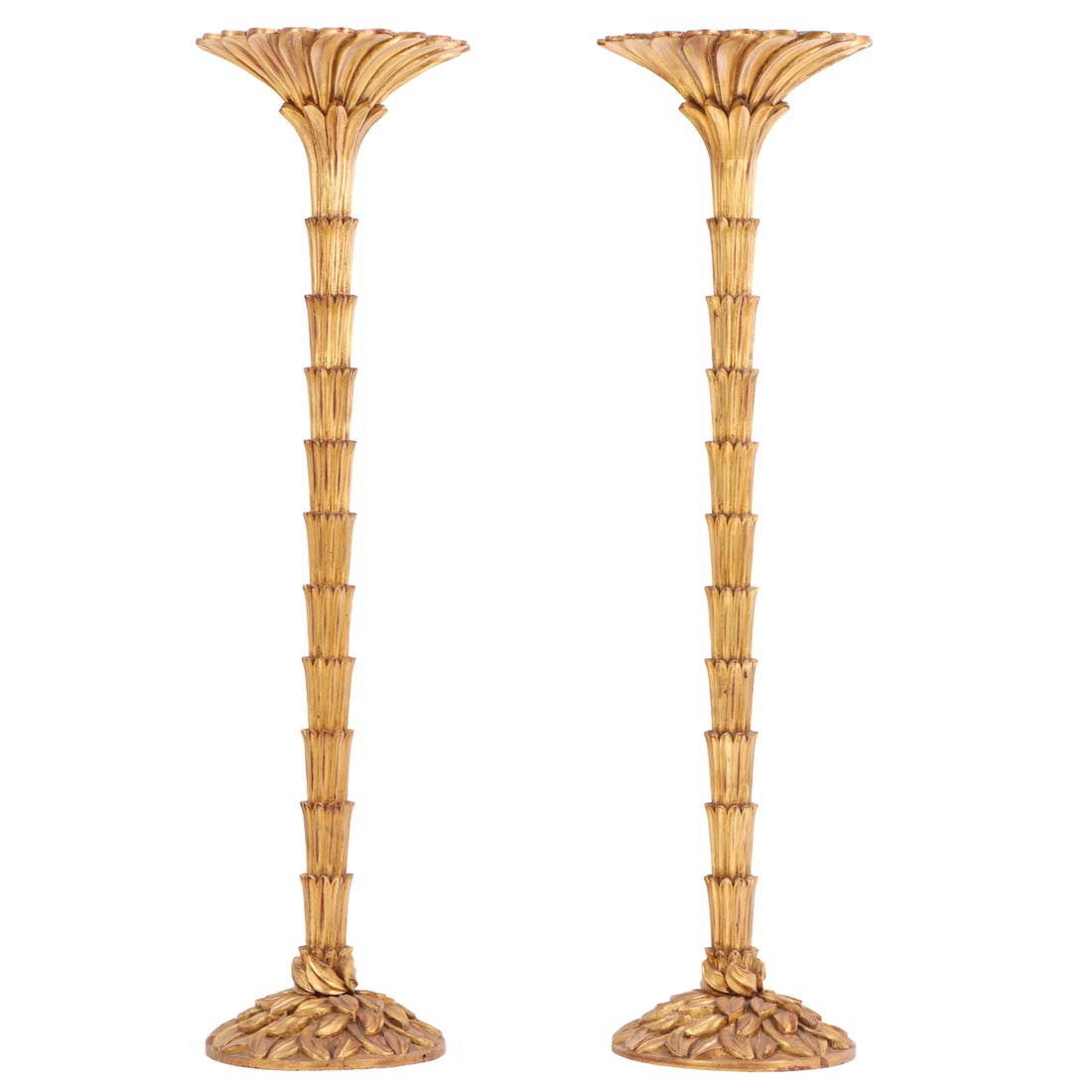 PAIR OF CARVED GILTWOOD TORCHIERES IN THE MANNER OF SERGE ROCHE. (1 of 6)