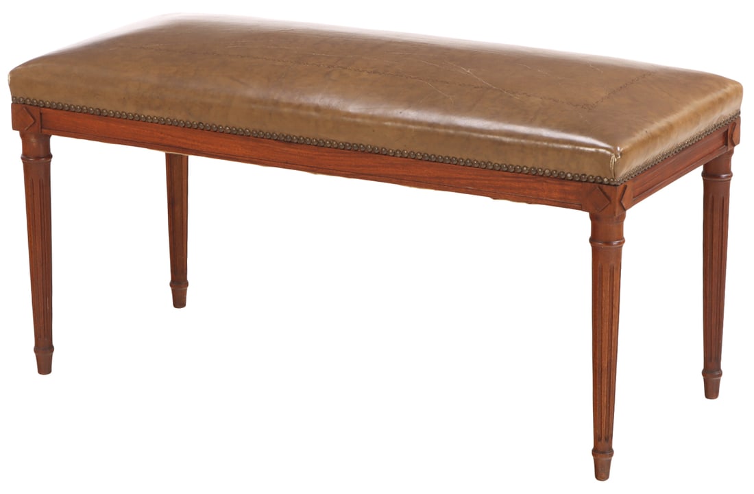 QUALITY MAHOGANY AND LEATHER WINDOW BENCH BY NORDISKA C 1940. (1 of 5)