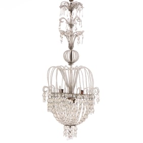 FRENCH BEADED CRYSTAL CHANDELIER IN THE FORM OF A FOUNTAIN C 1910.
