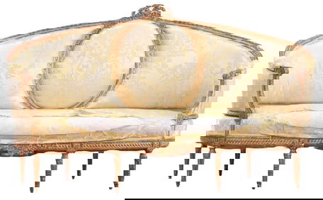 A LOUIS XVI SETTEE OR CANAPE CORBIELLE PURCHASED BY MGM IN 1930S AND USED IN OVER 40 YEARS OF IN