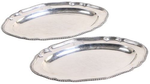 JOHN PARKER & EDWARD WAKELIN 2 STERLING PLATTERS, HALLMARKED JP EW, LION PASSANT AND LEOPARD HEAD C