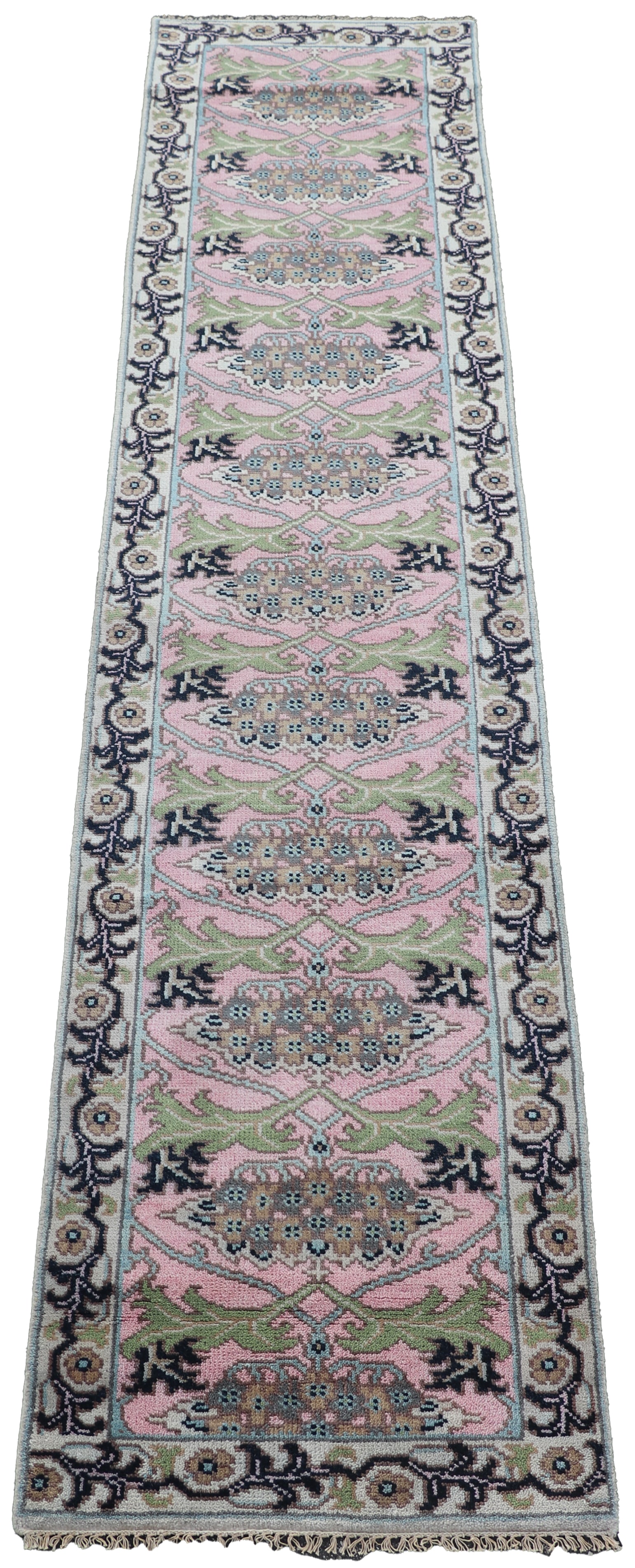 A WILLIAM MORRIS STYLE ARTS AND CRAFT RUNNER RUG 2'8' X 12': A William Morris Style Arts and Craft Runner Rug 2'8' x 12'
