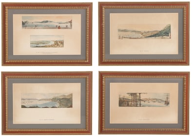 A COLLECTION OF FOUR ANTIQUE COLORED PRINTS OF THE BRAZILIAN COASTLINES.