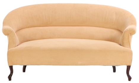 NINETEENTH CENTURY FRENCH WALNUT SETTEE WITH RECENT FABRIC,