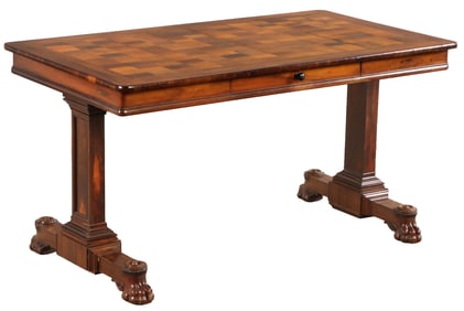 A GOOD ROSEWOOD ENGLISH REGENCY STYLE CLAW FOOR LIBRARY TABLE C 1840.