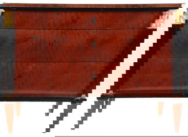 A FRENCH EMPIRE MAHOGANY NEOCLASSICAL STYLE CHEST OF DRAWERS C 1880.