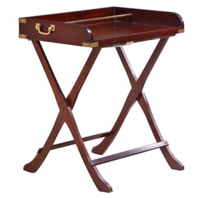 CAMPAIGN STYLE MAHOGANY, GLASS AND BRASS MIXING TABLE C 1950.