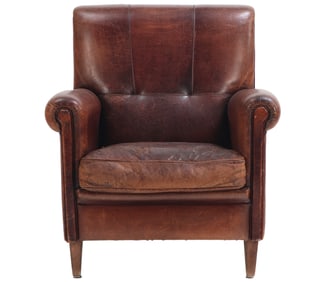 CONTINENTAL LEATHER CLUB CHAIR C 1945.
