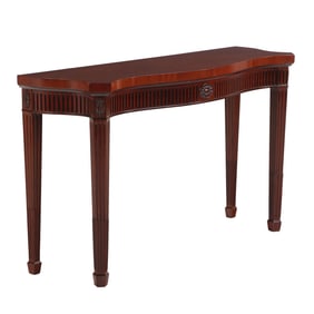 CUSTOM MAHOGANY GEORGIAN STYLE CONSOLE TABLE HAVING EBONIZED FLUTES STAMPED STAMFORD.