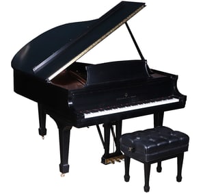 STEINWAY & SONS MODEL M GRAND PIANO WITH A BLACK LACQUER, HAND-RUBBED SATIN FINISH, SERIAL NUMBER