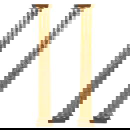 PAIR OF GILTWOOD COLUMNS HAVING INCISED DETAILS C 1920.