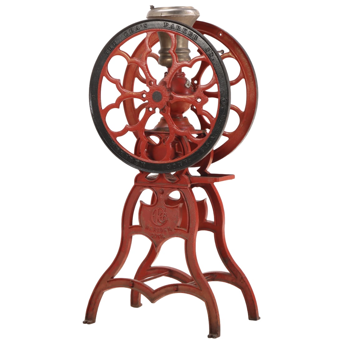 RARE LARGE CAST IRON COFFEE GRINDER BY CHARLES PARKER MERIDEN CT. (1 of 6)