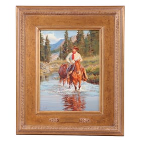 SCOTT MYERS (AMERICAN B. 1958) CLEARFORK FRAMED OIL PAINTING, SIGNED SCOTT MYERS, C. 2007