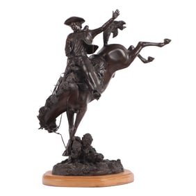 JAMES REGIMBAL (AMERICAN B. 1949) BRONZE SCULPTURE "GREEN BRONCO" SIGNED JIM REGIMBAL 1978